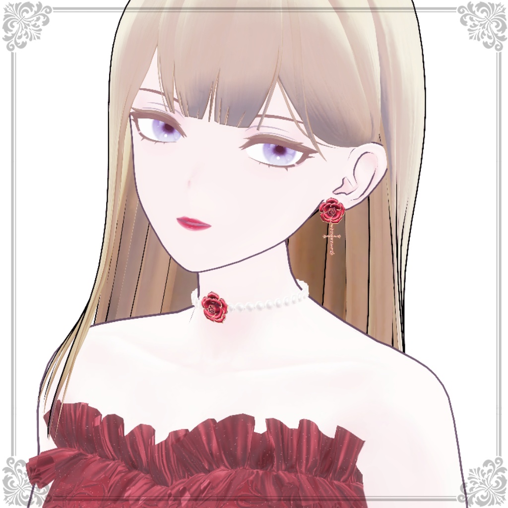 ROSE CHOKER & EARRING