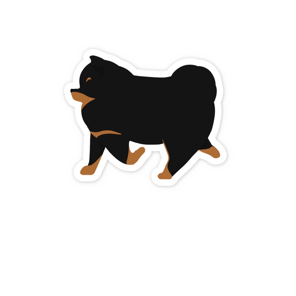 ポメラニアン Pomeranian ステッカー ブラックタン/黒/クリーム/オレンジ/白