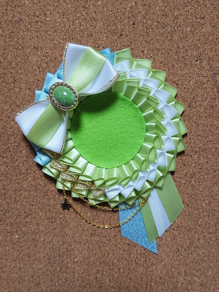 ハンドメイドロゼット ライトグリーン×ライトブルー