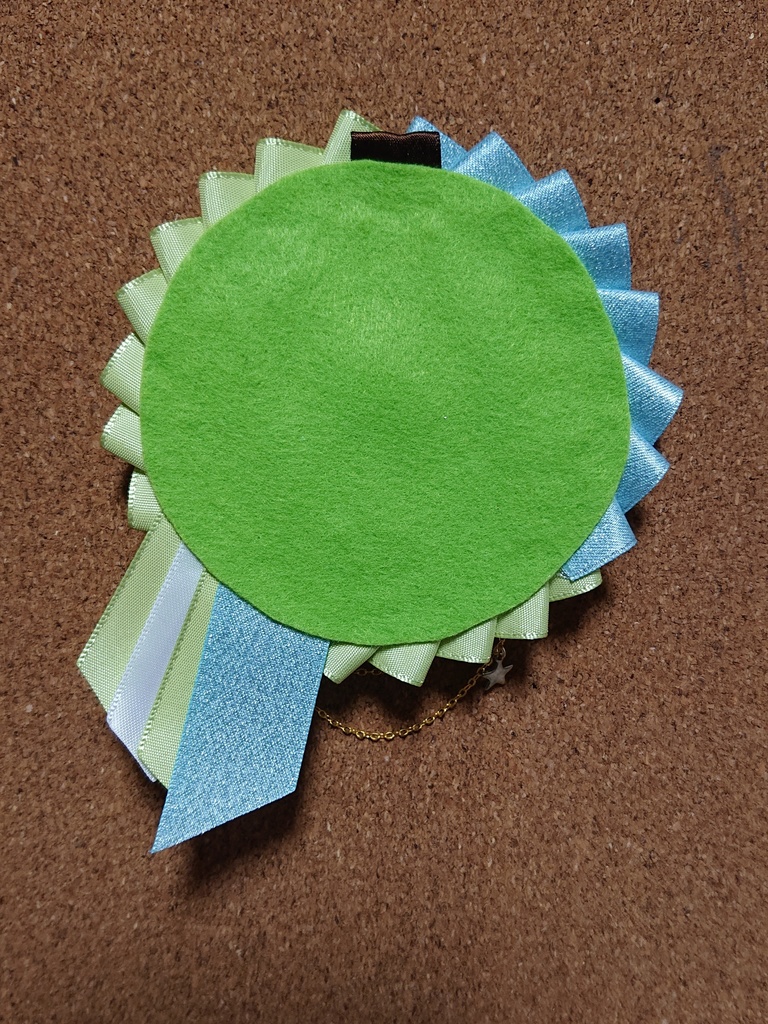 ハンドメイドロゼット ライトグリーン×ライトブルー