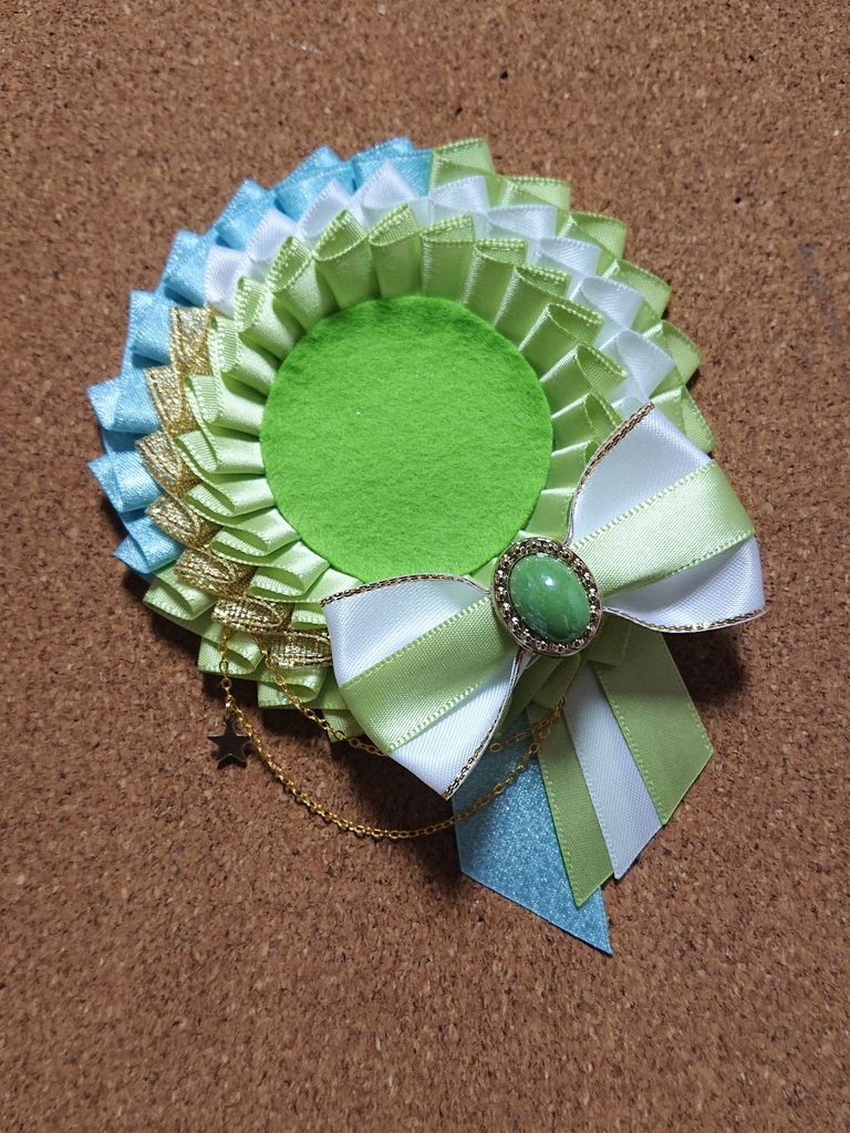 ハンドメイドロゼット ライトグリーン×ライトブルー