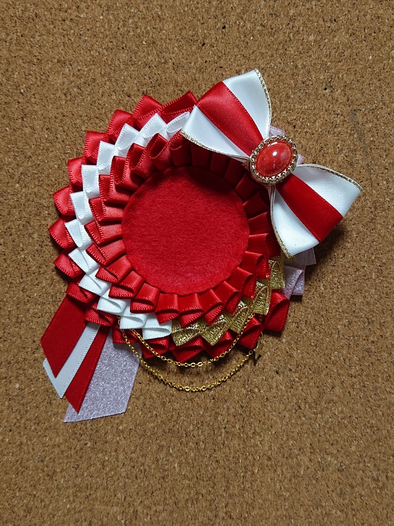 ハンドメイドロゼット レッド×ピンク