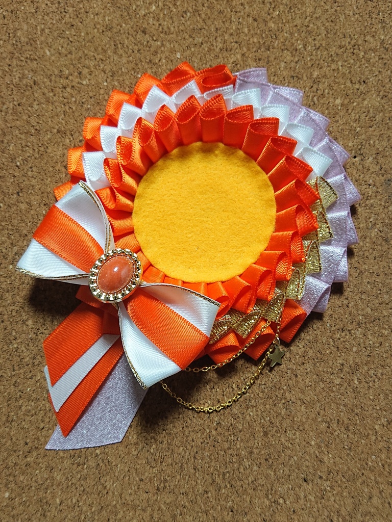 ハンドメイドロゼット オレンジ×ピンク