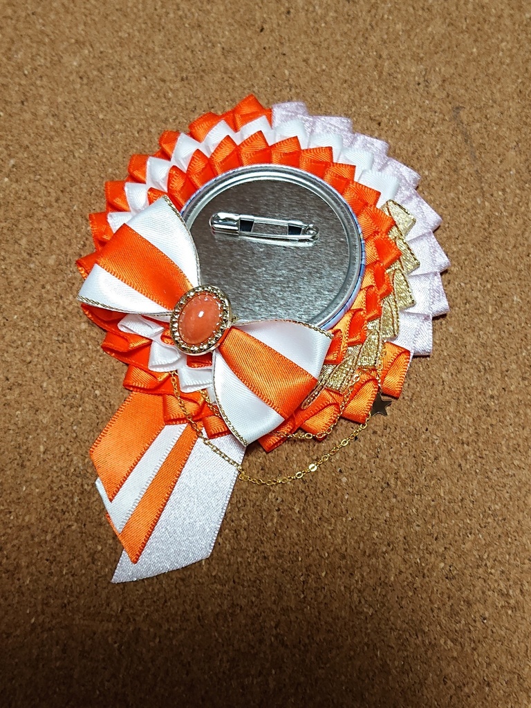 ハンドメイドロゼット オレンジ×ピンク