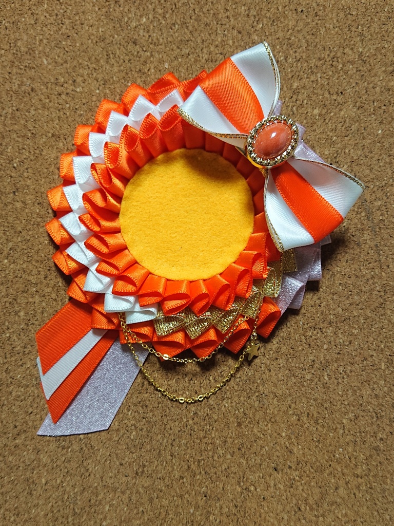 ハンドメイドロゼット オレンジ×ピンク