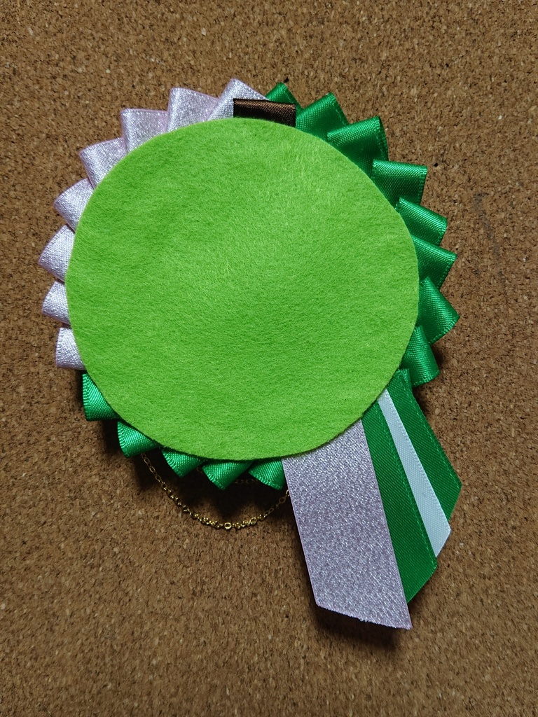 ハンドメイドロゼット グリーン×ピンク