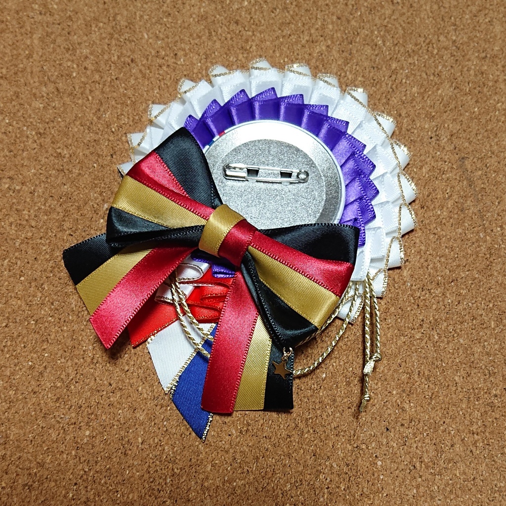 ハンドメイドロゼット トリコロール×パープル