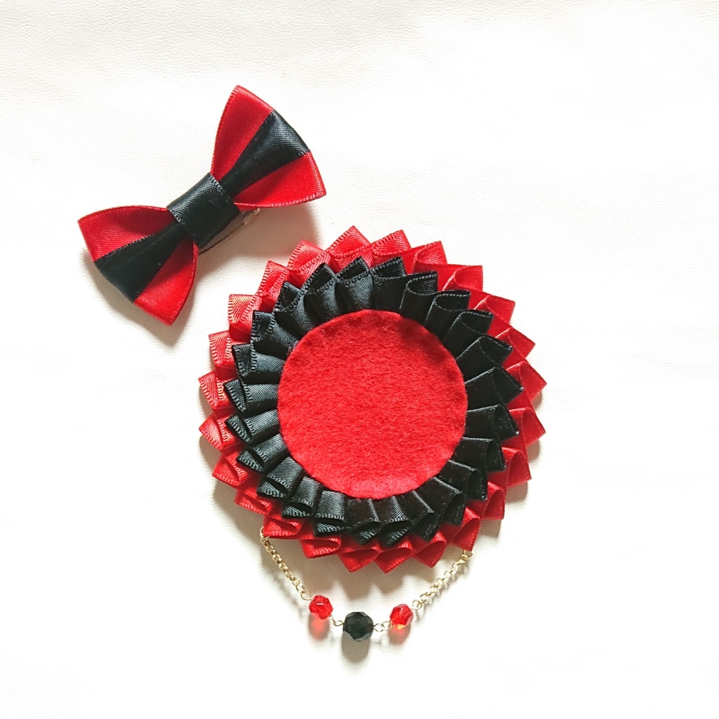 バイカラーロゼット【赤×黒】