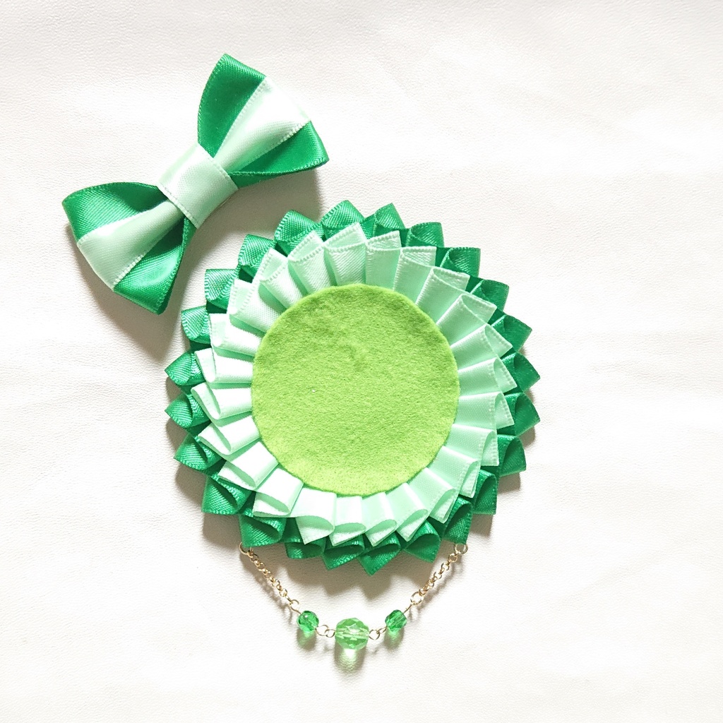 バイカラーロゼット【緑×パステルグリーン】