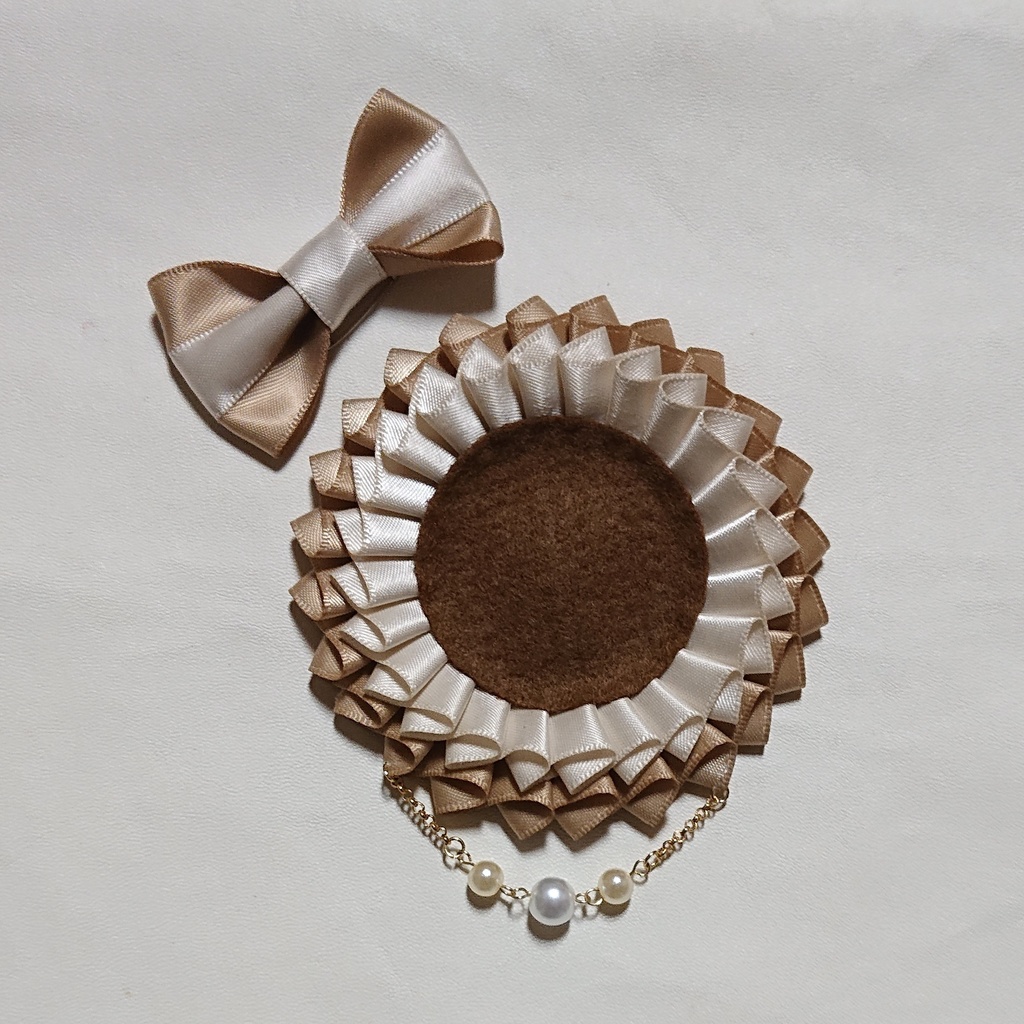 バイカラーロゼット【薄茶×濃いアイボリー】