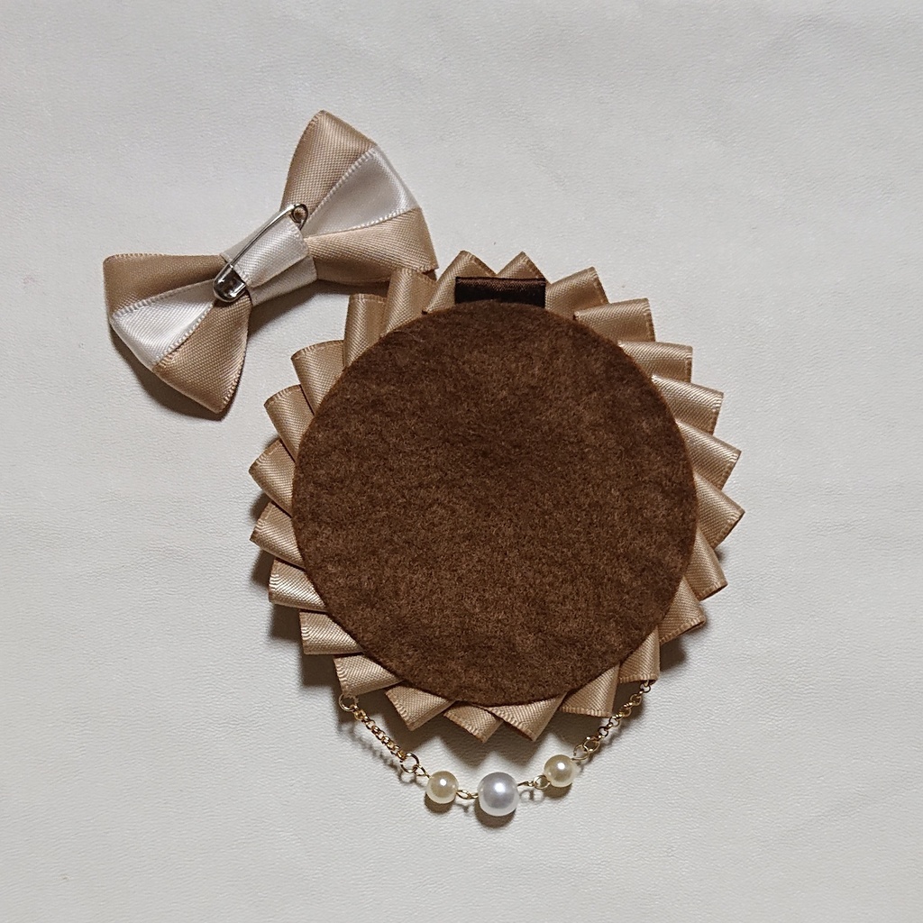 バイカラーロゼット【薄茶×濃いアイボリー】