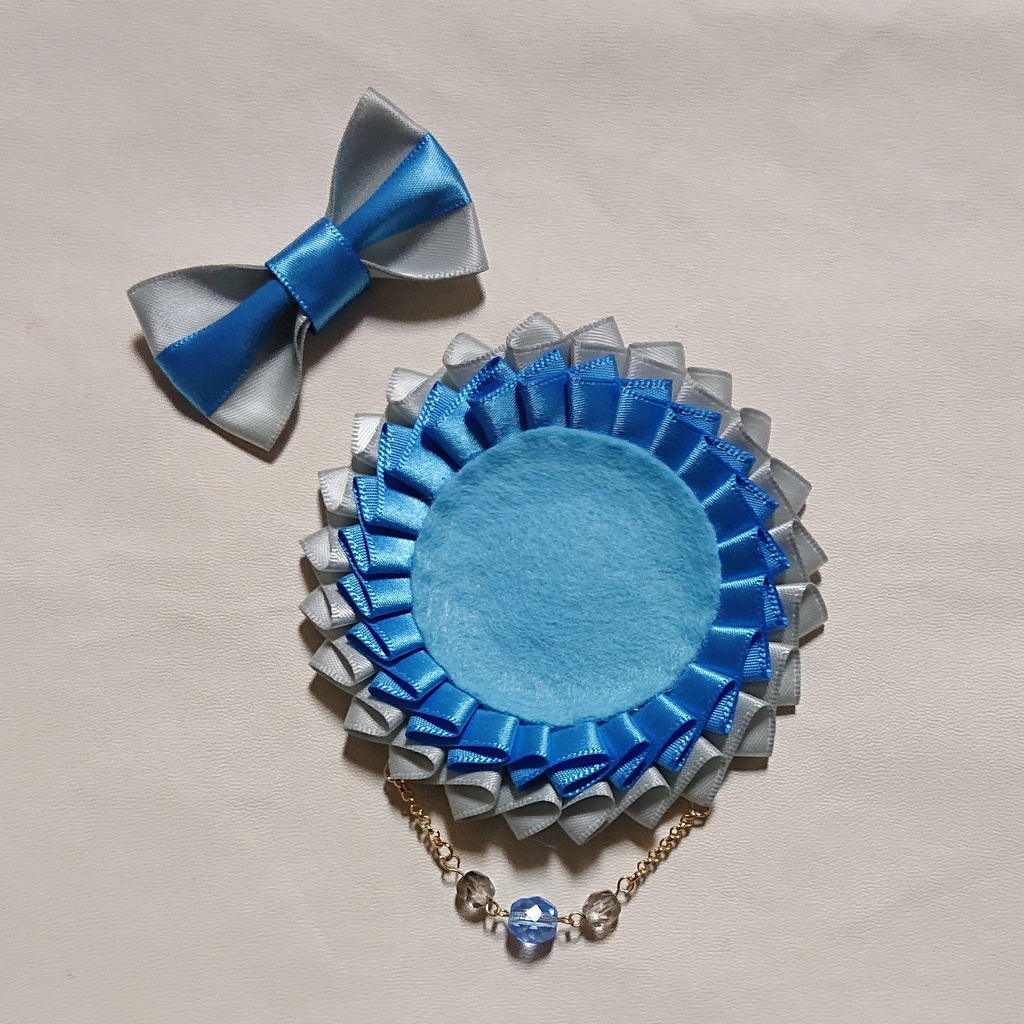 バイカラーロゼット【グレー×Rブルー】