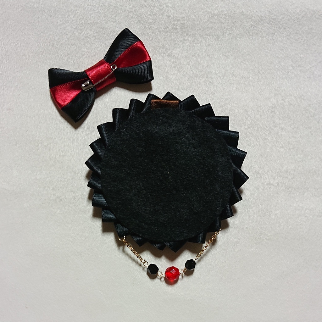 バイカラーロゼット【黒×ボルドー】