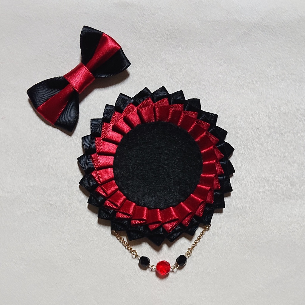 バイカラーロゼット【黒×ボルドー】