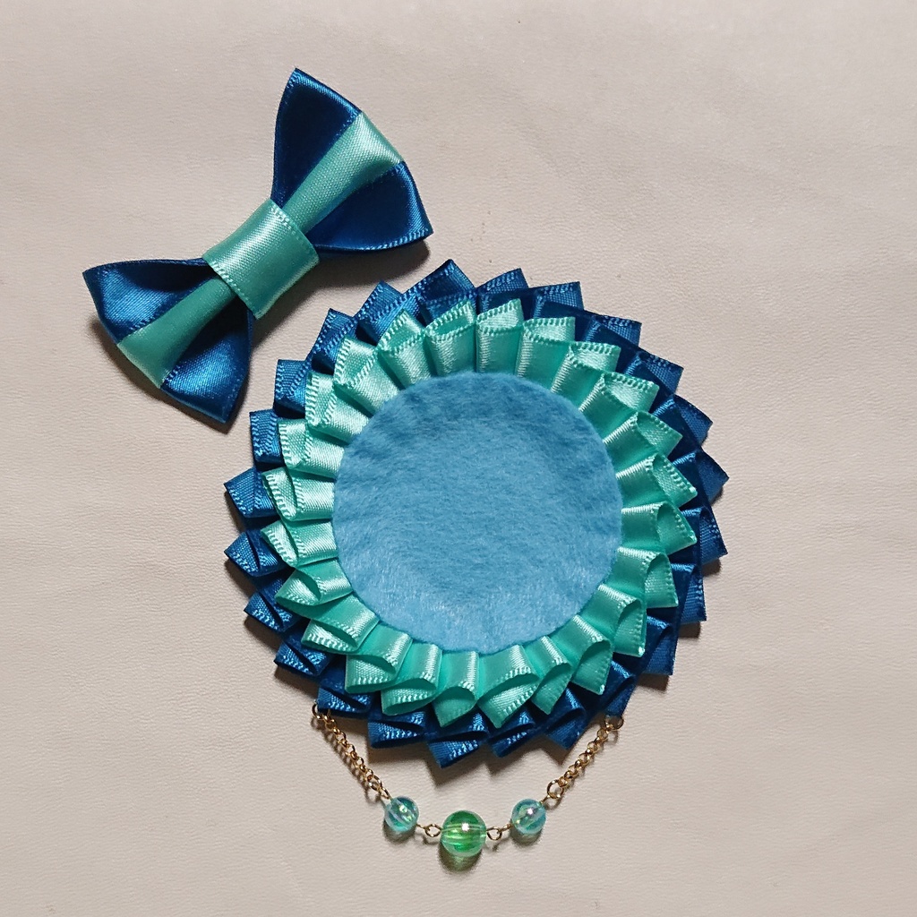 バイカラーロゼット【オーシャン×ミントグリーン】