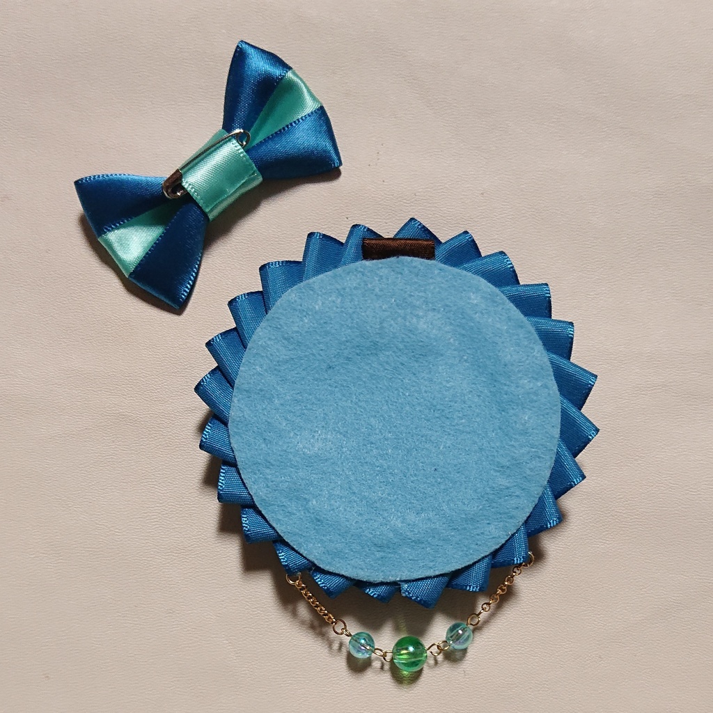 バイカラーロゼット【オーシャン×ミントグリーン】