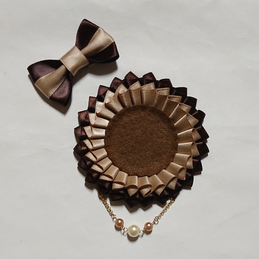 バイカラーロゼット【茶色×薄茶色】