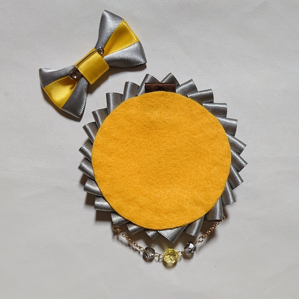 バイカラーロゼット【シルバー×黄色】