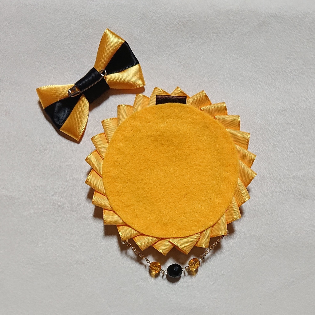 バイカラーロゼット【山吹色×黒】