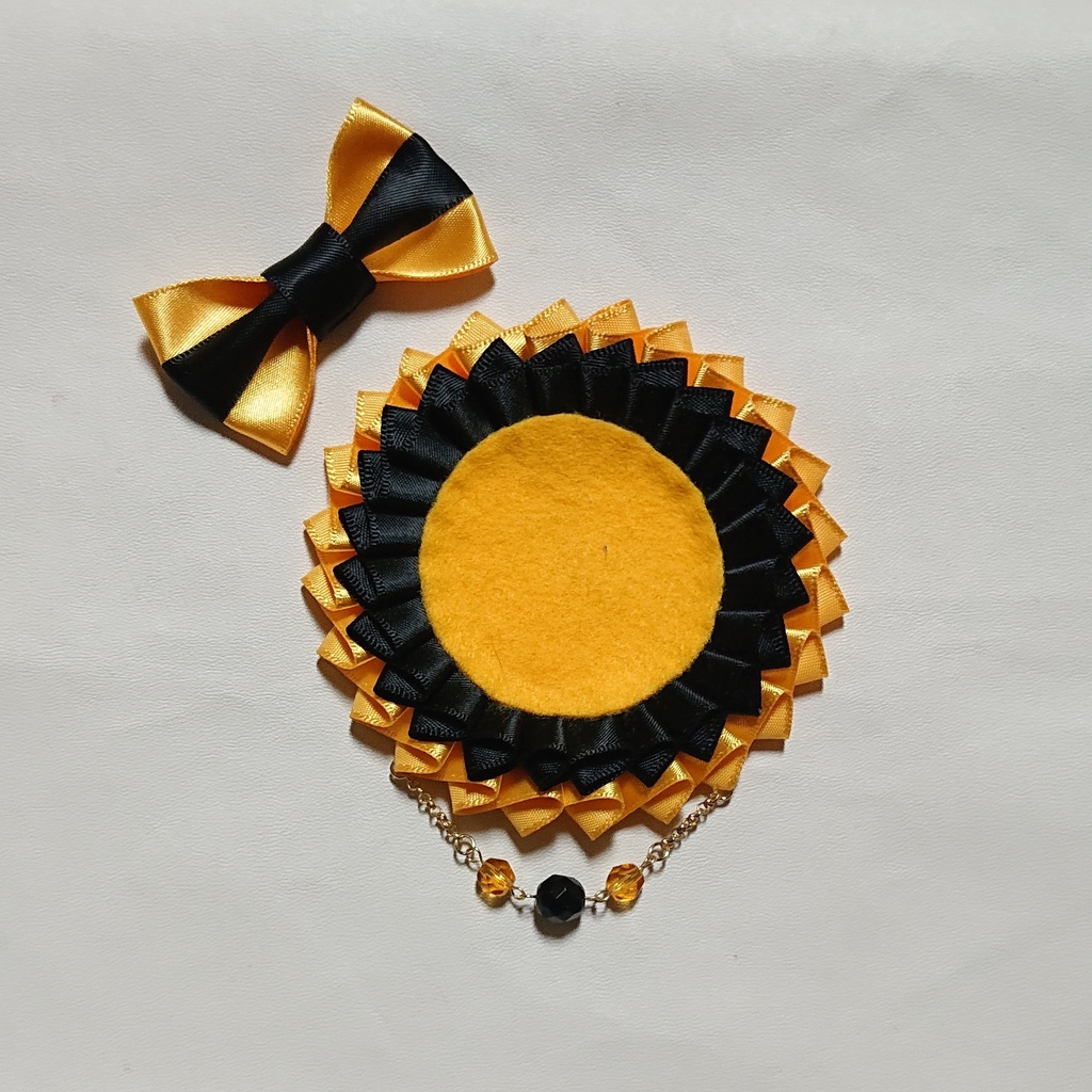 バイカラーロゼット【山吹色×黒】