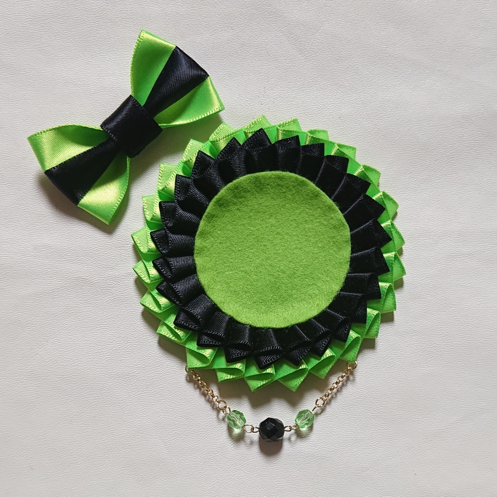 バイカラーロゼット【ネオングリーン×黒】