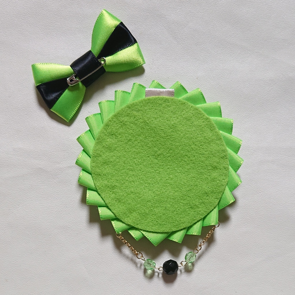 バイカラーロゼット【ネオングリーン×黒】