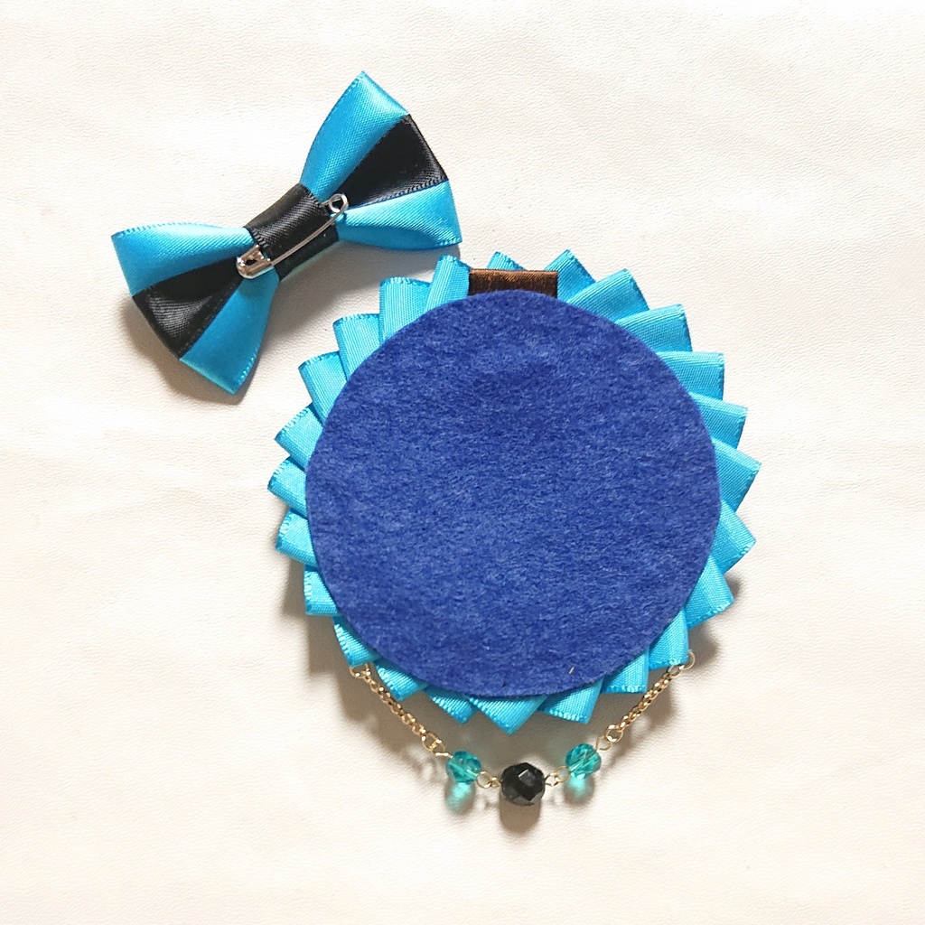 バイカラーロゼット【Rブルー×黒】