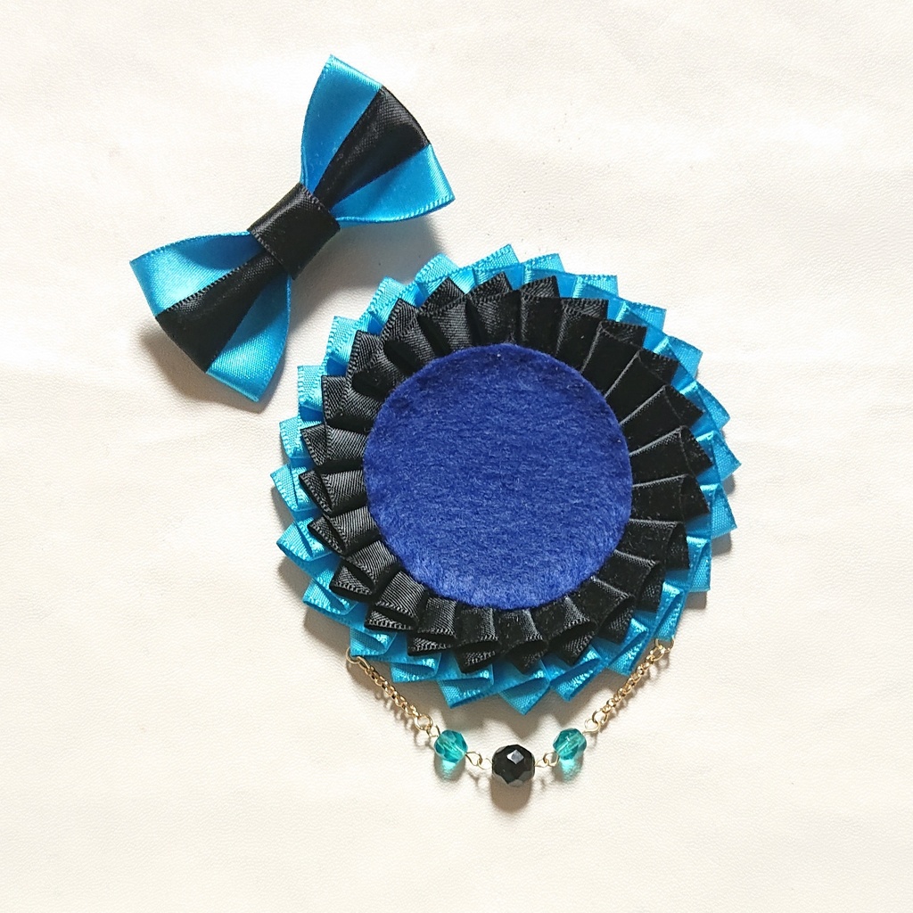 バイカラーロゼット【Rブルー×黒】