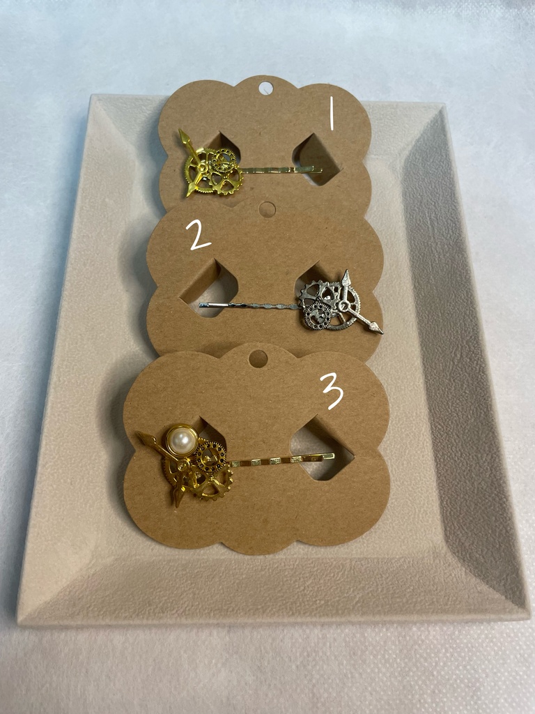 歯車 時計 ヘアピン 金 銀