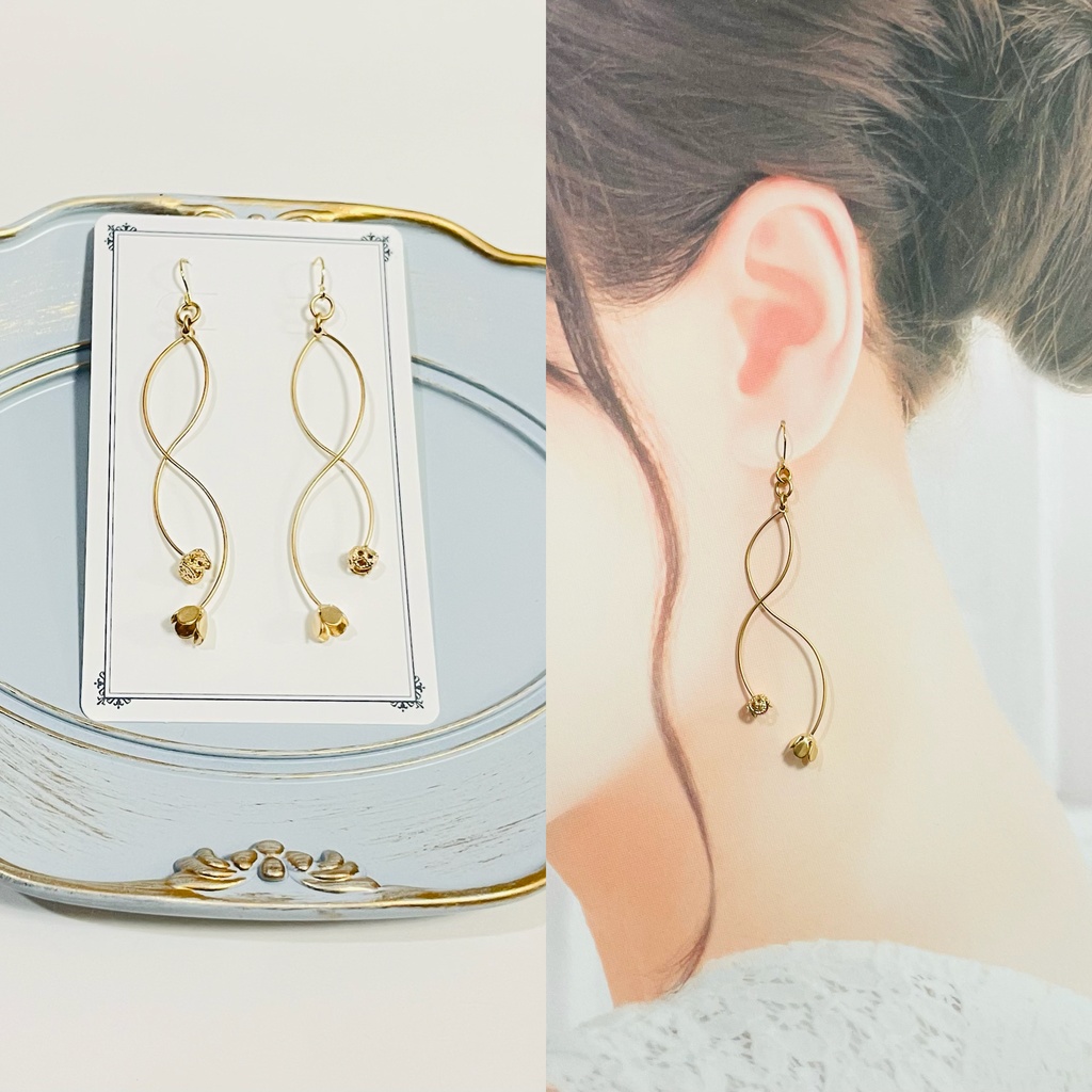 お花 フックピアス ハンドメイド