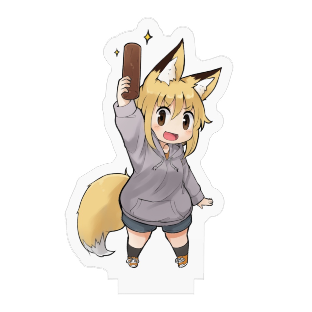 ふ菓子を掲げるここちゃんアクリルフィギュア