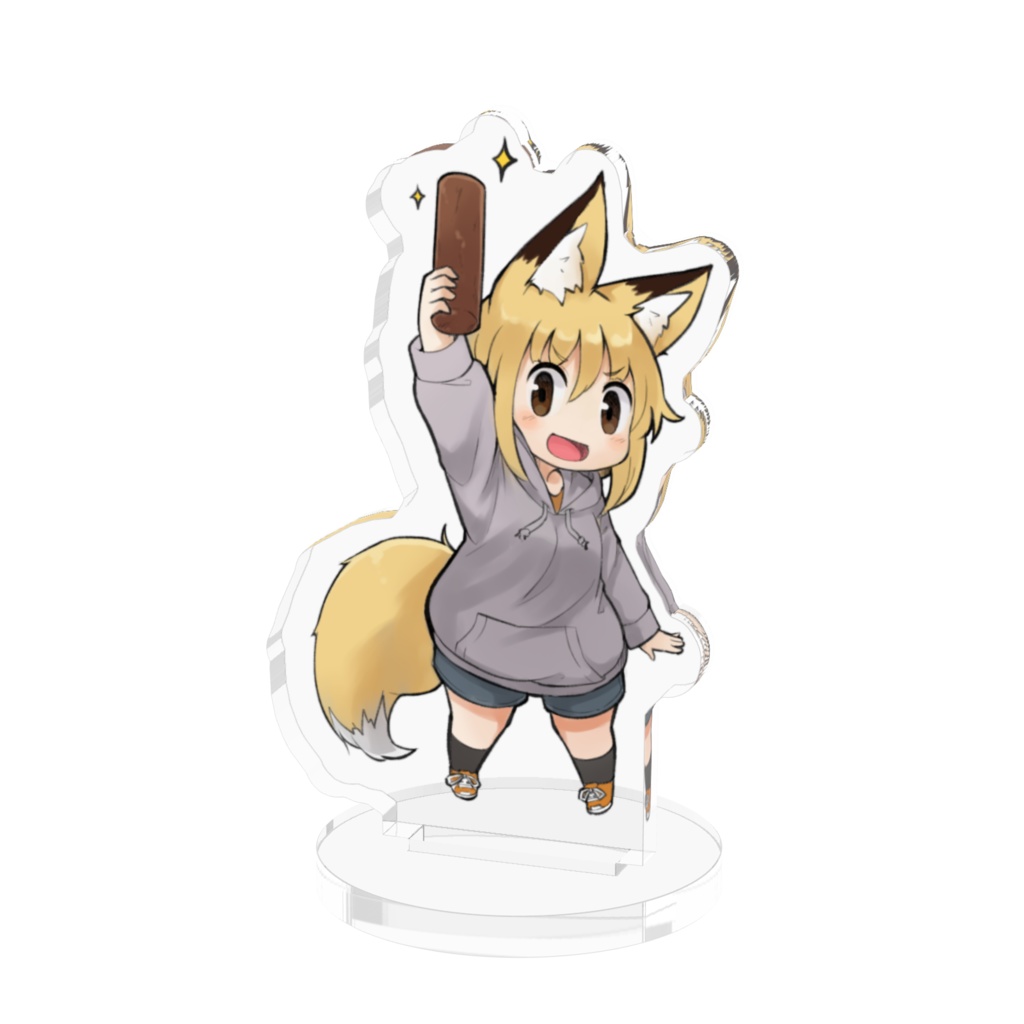 ふ菓子を掲げるここちゃんアクリルフィギュア