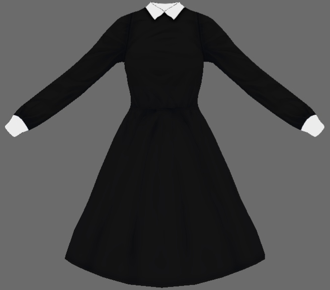 [VRoid] Black dress with white collar - dress texture