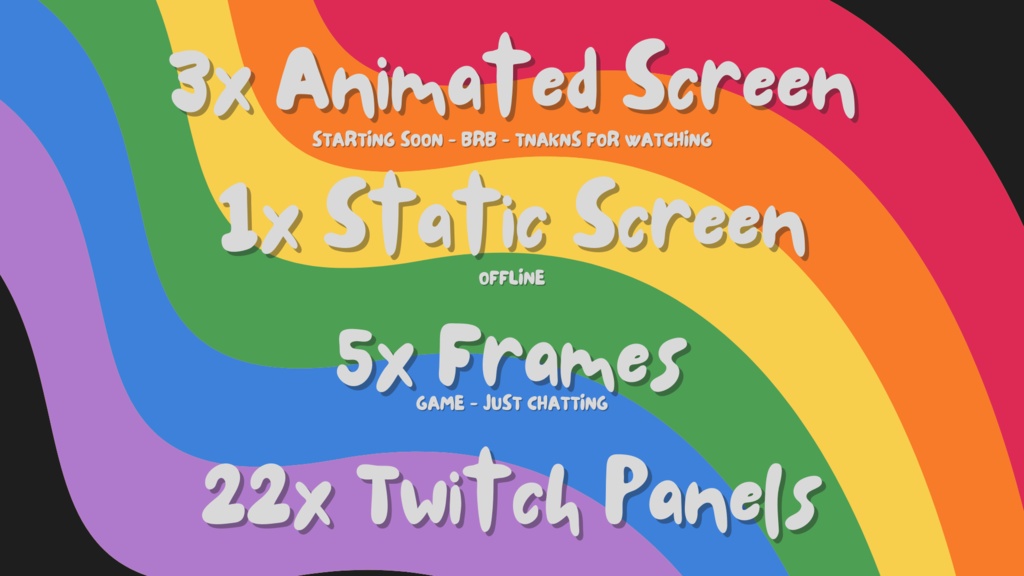 Simple Rainbow Stream Overlay | PRIDE MONTH - Panels - Starting soon - BRB - Offline | Twitch - Youtube