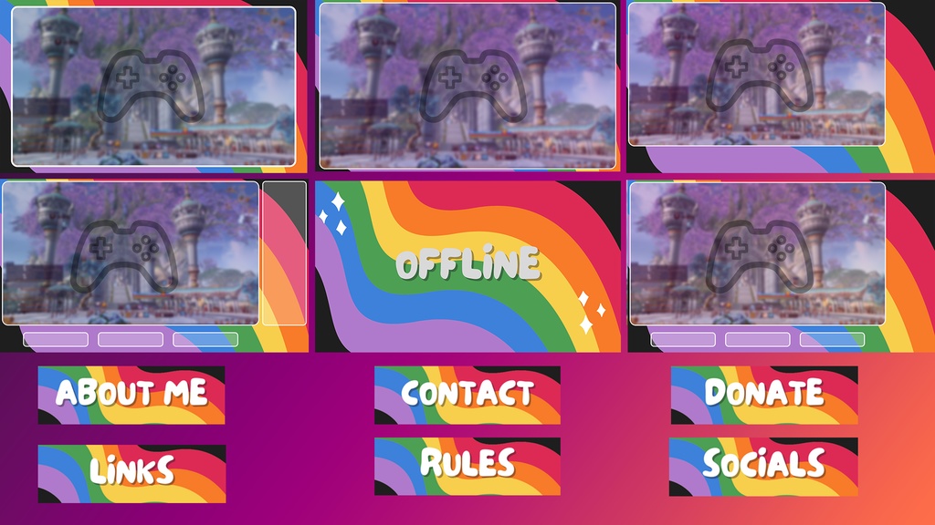 Simple Rainbow Stream Overlay | PRIDE MONTH - Panels - Starting soon - BRB - Offline | Twitch - Youtube