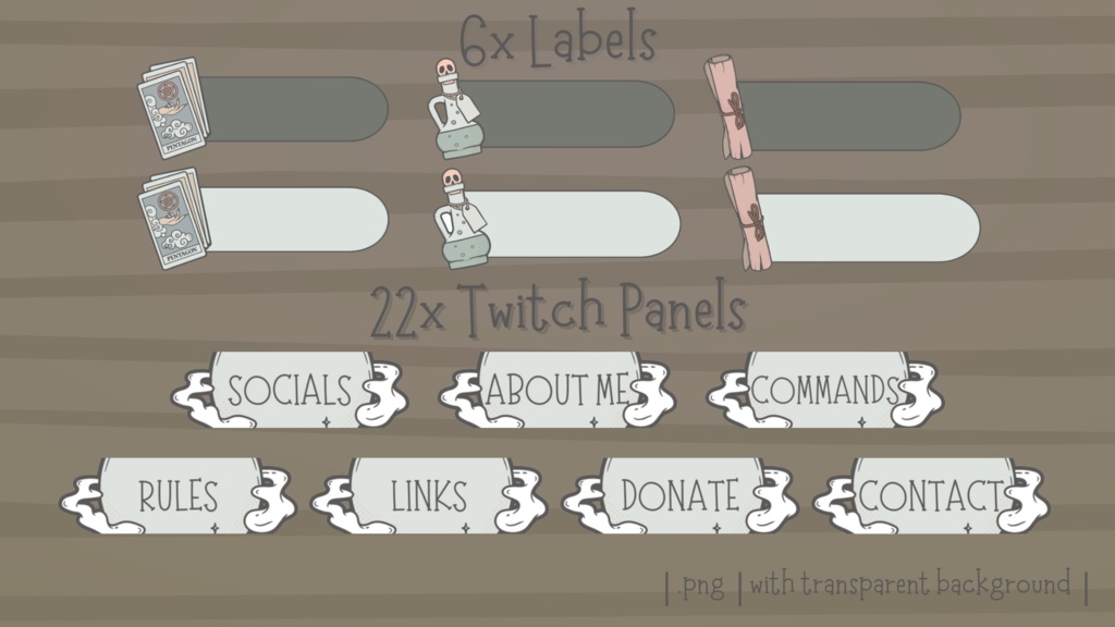 CRYSTAL BALL Stream Overlay | Witch - Goth - Pastel - Panels - Starting soon - BRB - Offline | Twitch - Youtube