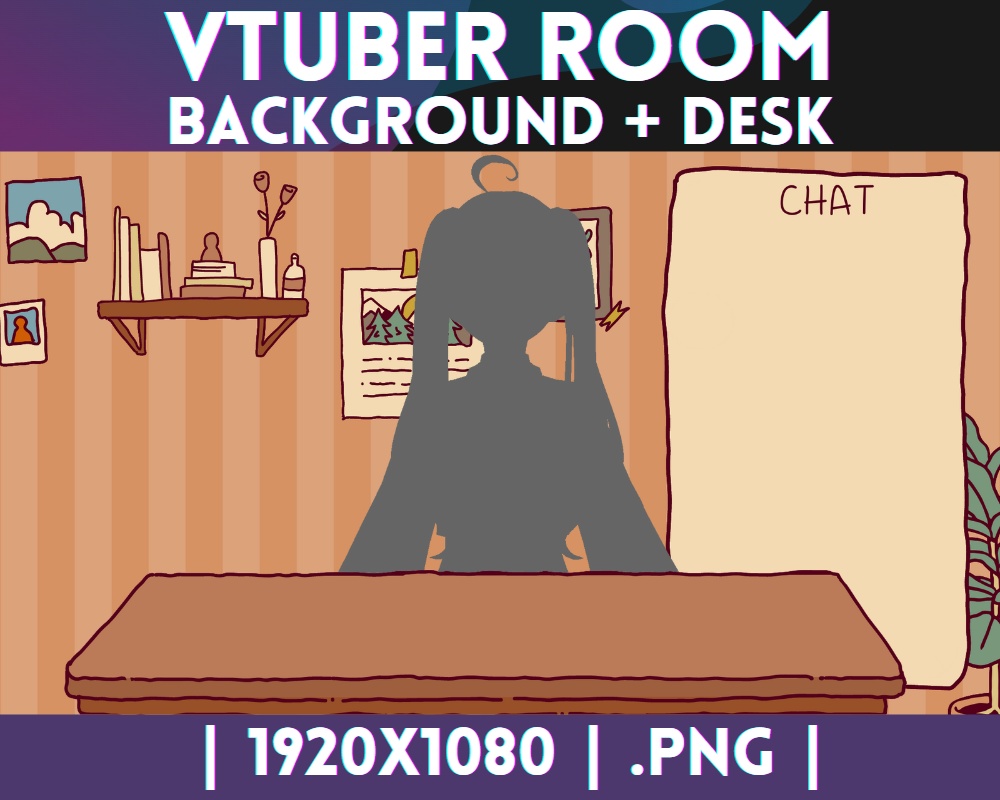 Simple VTuber Background + desk | Vintage Orange - Streaming Room - Cute - Cozy - Just Chatting | Twitch - Youtube | INSTANT DOWNLOAD