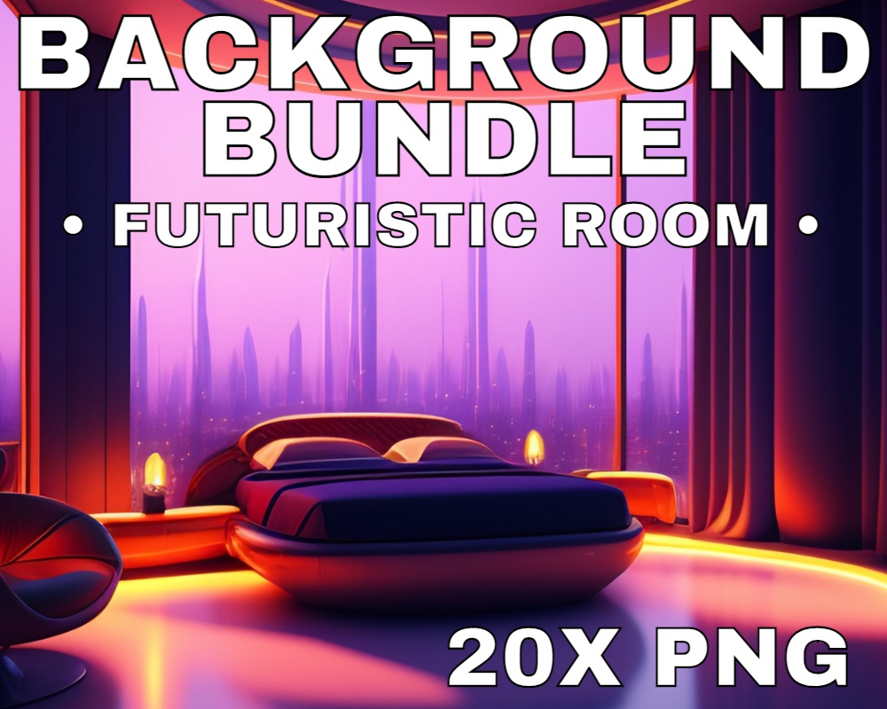 Futuristic Room 20x Backgrounds | Cyberpunk Vtuber Bedroom - Wallpaper - Backdrop - Visual Novel - Neon - Cyber - Anime | Digital Download