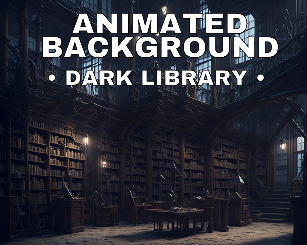ANIMATED STREAM BACKGROUND - Dark Library | Vtuber, Just Chatting, Elegant, Goth, Fantasy, Horror | Instant Digital Download