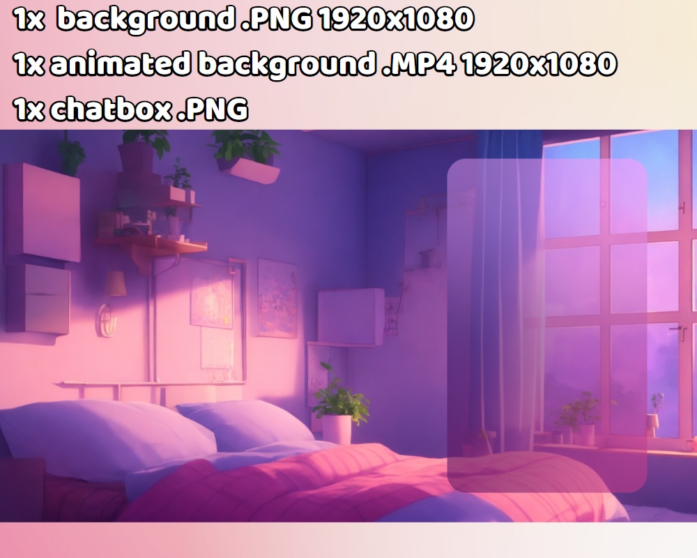 Vtuber Background Animated Cosy Lofi Bedroom Purple Looped 