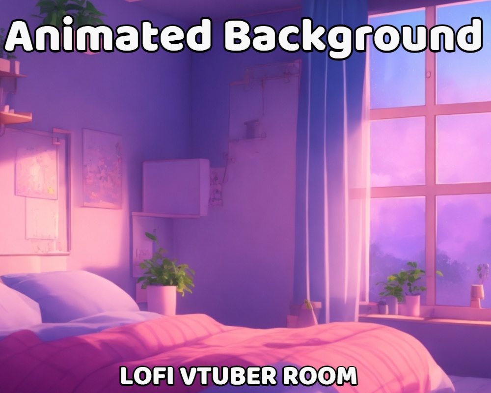 ANIMATED BACKGROUND Lofi Vtuber Room | Cozy Pastel Bedroom, Cute, Anime, Loop, Chatbox | Instant Digital Download