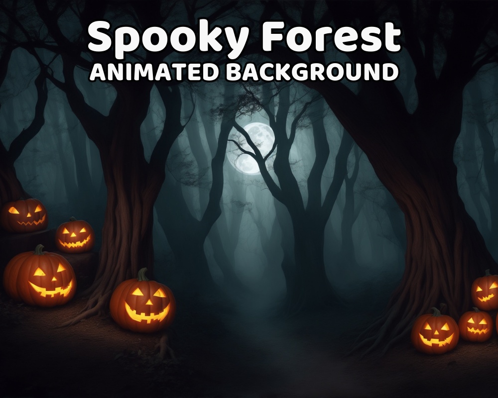 HALLOWEEN ANIMATED BACKGROUND - Spooky Forest | Vtuber, Stream, Pumpkin, Jack O'Lantern, Horror, Just Chatting | Instant Digital Download