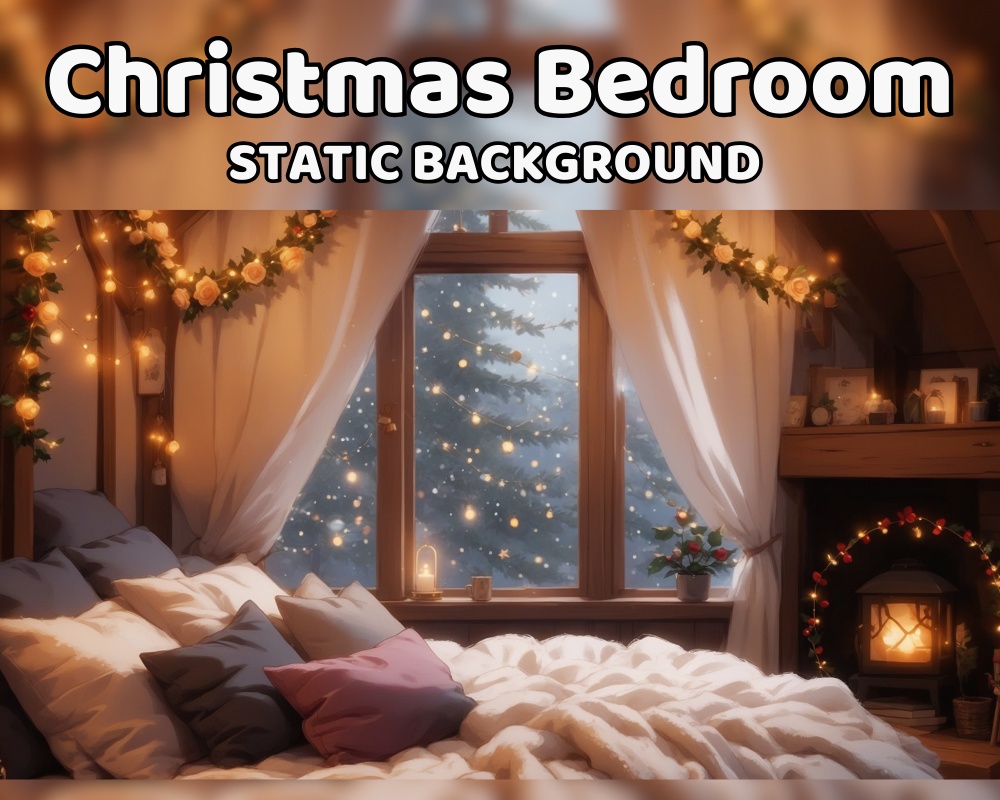 Christmas Bedroom ANIMATED STREAM BACKGROUND | Cozy Room for Vtuber, Snow, Lofi, Aesthetic, Looped, Twitch | Instant Digital Download