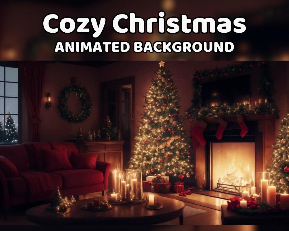 ANIMATED BACKGROUND Cozy Christmas Living Room for Vtuber | Ambience, Lofi, Aesthetic, Seamless Looped, Twitch | Instant Digital Download