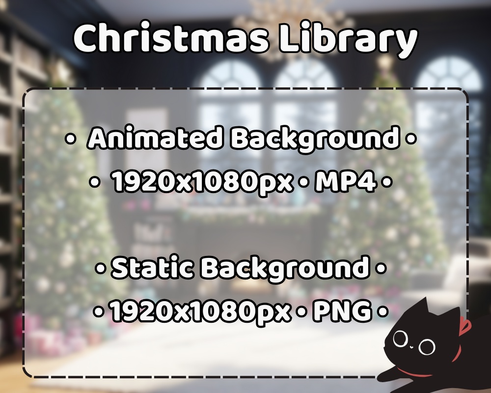 ANIMATED BACKGROUND CHRISTMAS Library | Fireplace, Snow, Vtuber Room, Ambience, Lofi, Cozy, Aesthetic, Looped | Instant Digital Download