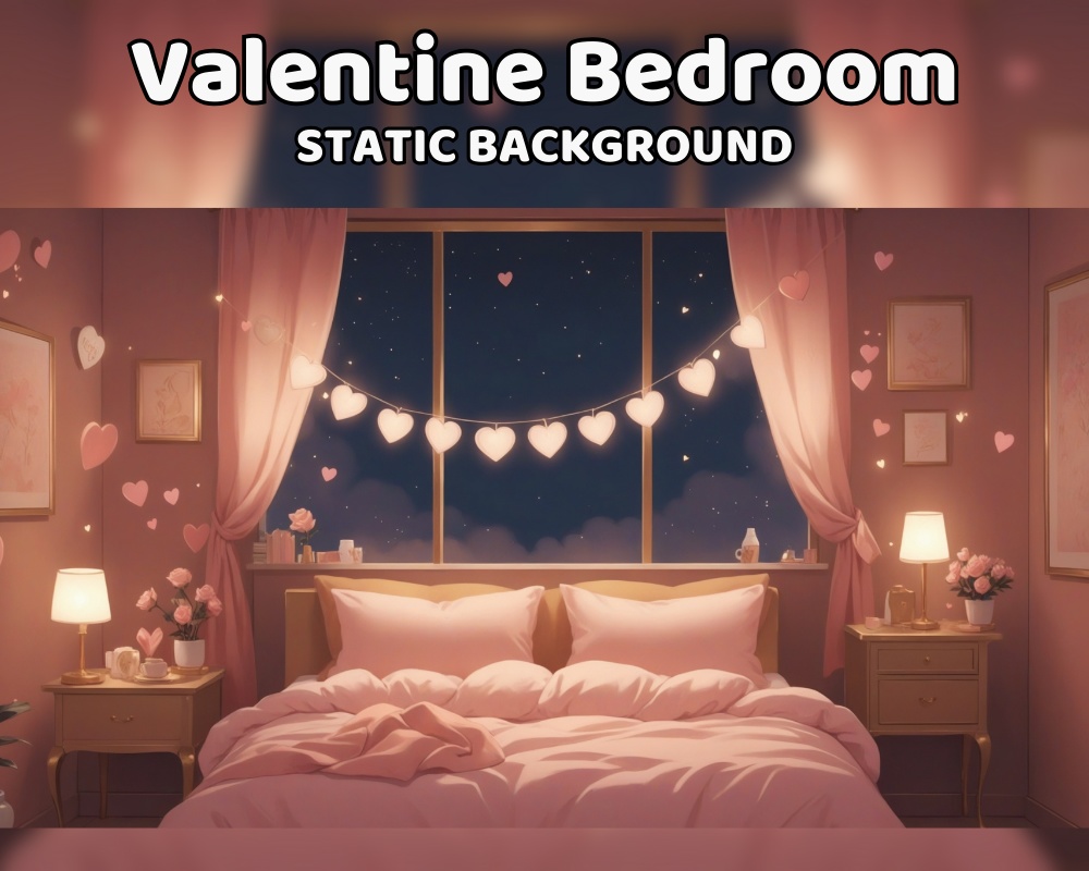 ANIMATED VALENTINE BACKGROUND | Cozy Room for Vtuber, Valentine's Day, Lofi, Pink, Cute, Looped, Twitch | Instant Digital Download