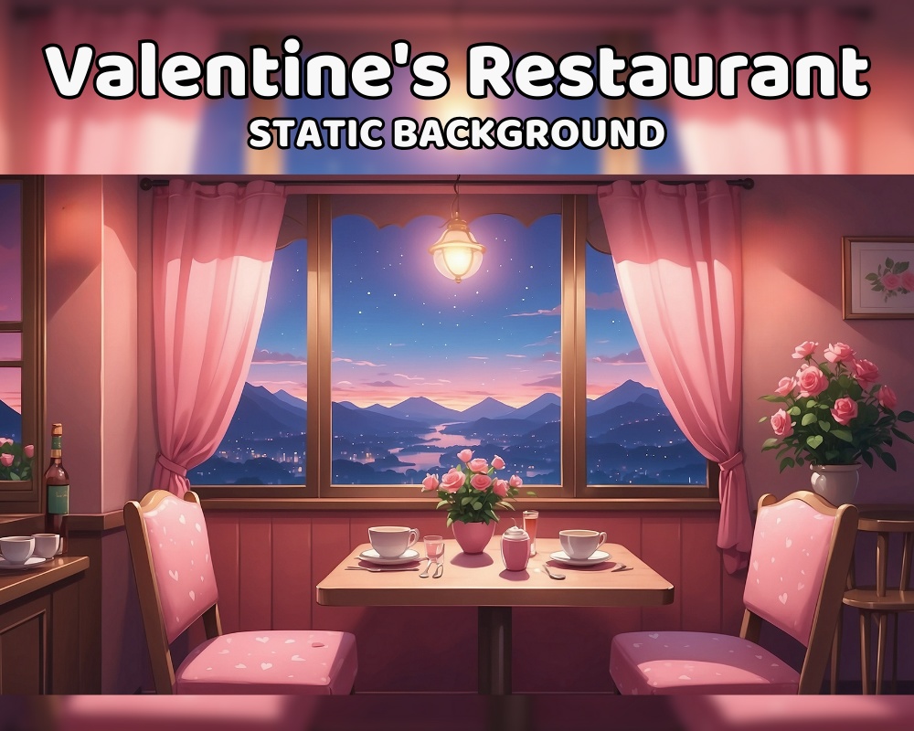 Valentine's Day Restaurant ANIMATED BACKGROUND | Vtuber, Love, Romantic, Sweetheart, Date, Cute, Looped, Twitch | Instant Digital Download