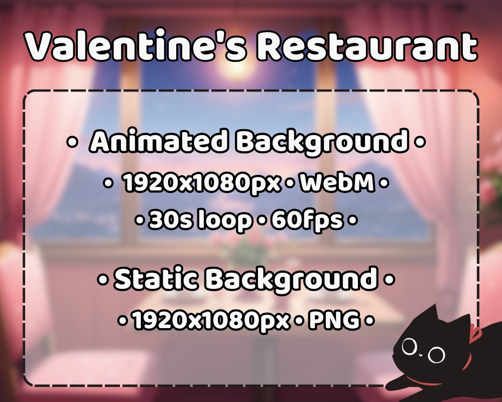 Valentine's Day Restaurant ANIMATED BACKGROUND | Vtuber, Love, Romantic, Sweetheart, Date, Cute, Looped, Twitch | Instant Digital Download