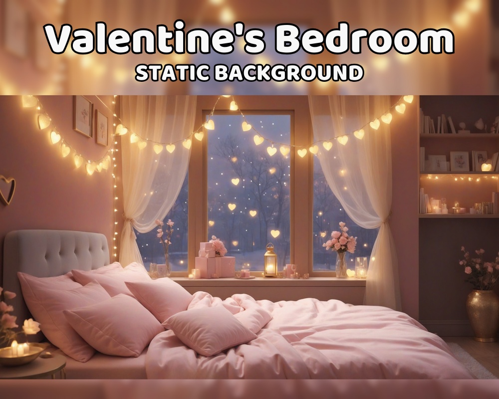 Romantic ANIMATED VALENTINE BACKGROUND | Cozy Room for Vtuber, Valentine's Day, Pastel, Cute, Looped, Twitch | Instant Digital Download