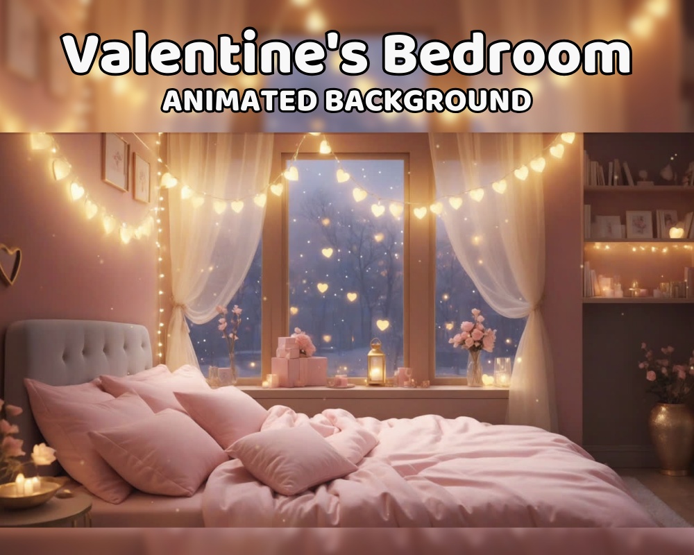 Romantic ANIMATED VALENTINE BACKGROUND | Cozy Room for Vtuber, Valentine's Day, Pastel, Cute, Looped, Twitch | Instant Digital Download